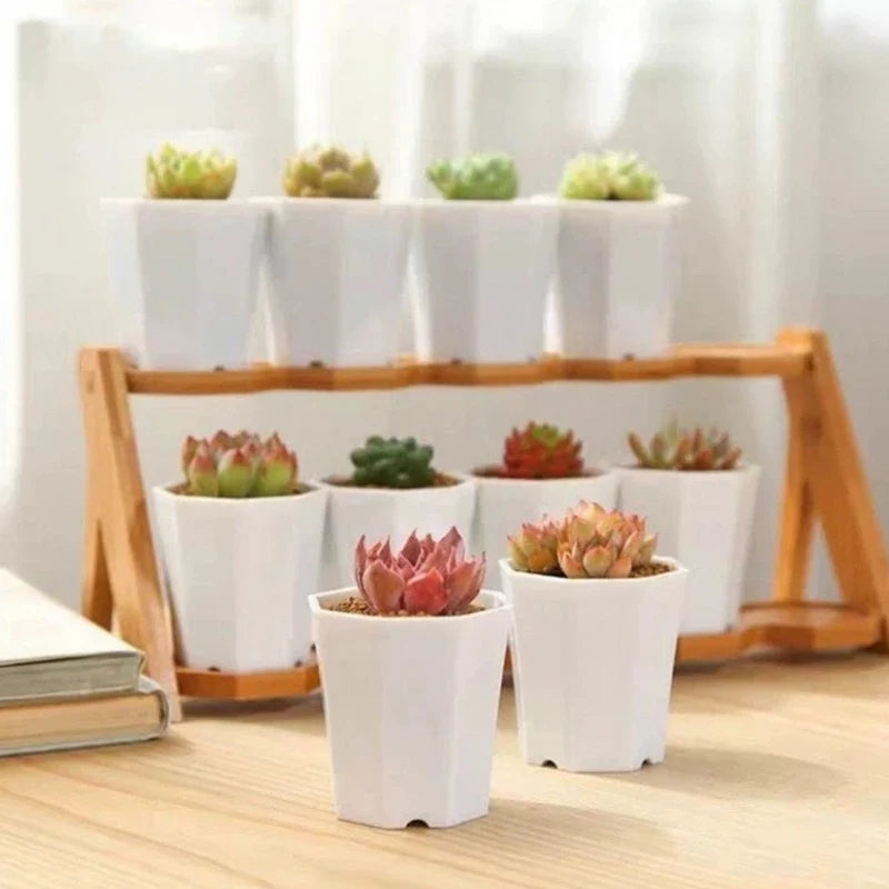 Octagonal Flowerpot Plastic Flower Pots Set White Plant Pot with Drainage Holes Indoor Outdoor Succulents Growth Pots ZYF