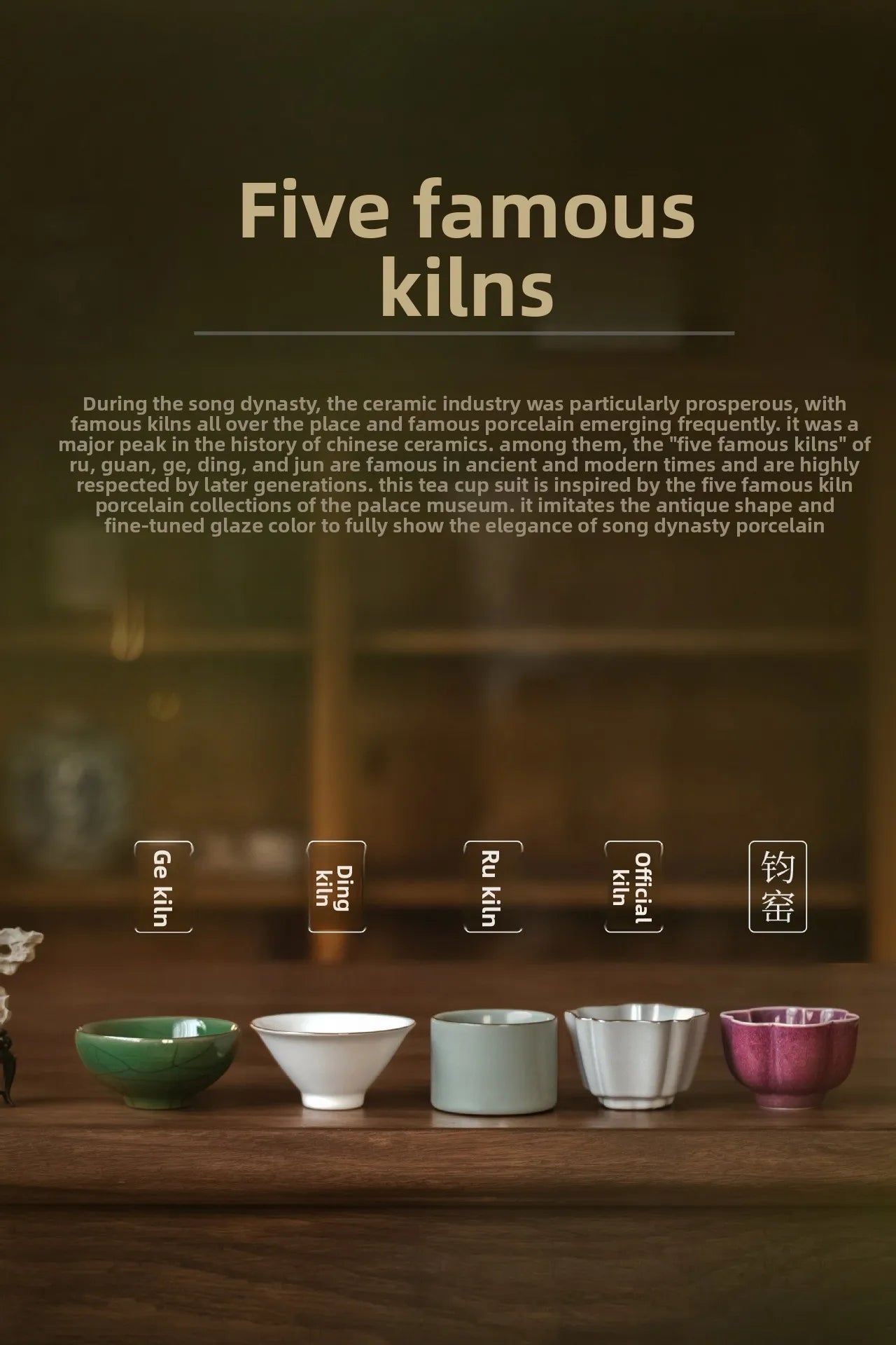 5 Famous Kilns Master Cup Tea Cup Set Kung Fu Tea Ware Tea Bowl Gift Box Home Ceramic Tea Tasting Cup Souvenir