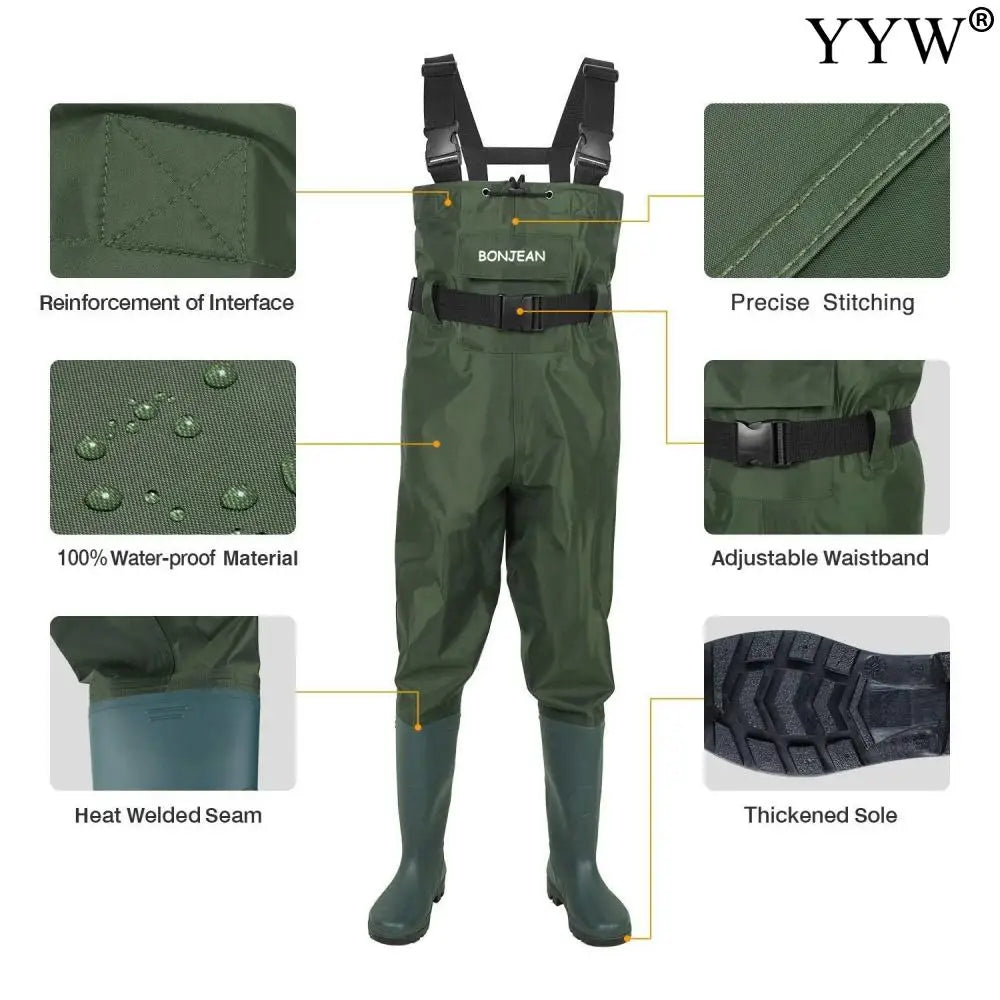 Fishing Wader Pants Overalls With Boots Set Adult Men Women Chest-Lenght Hunting Rice Transplanting Waterproof Trousers Suit