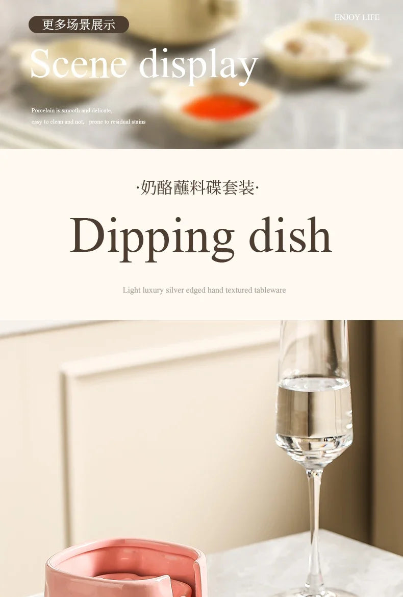 Dish Chinese New Household Solid Cream Wind Square Hot Pot Sauce Dishes 3.5 Inch High Aesthetic Plate