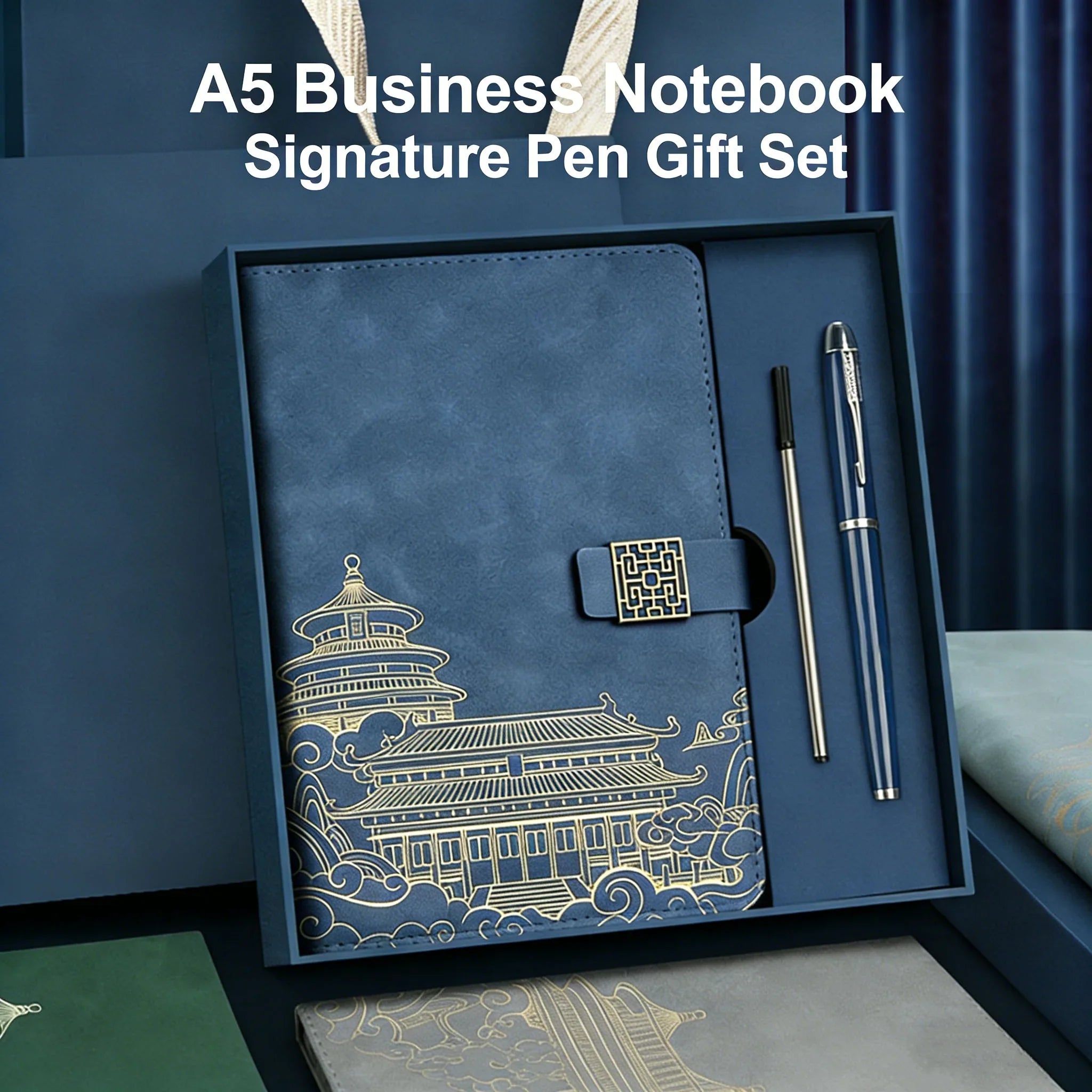 A5 Business Notebook Professional Hardcover Journal Notebook With Pen Imitation Leather Leather Notebook Gift Set For Christmas