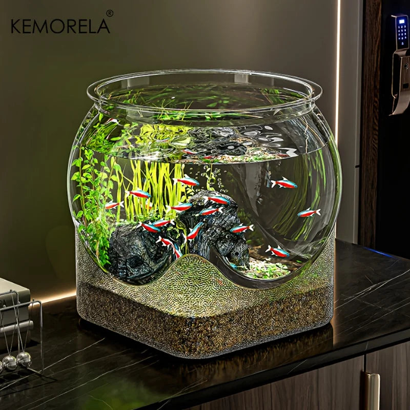 High-Transparency Goldfish Tank Shatterproof Scratch-Resistant Small Desktop Hydroponic Fish Bowl for Office And Home