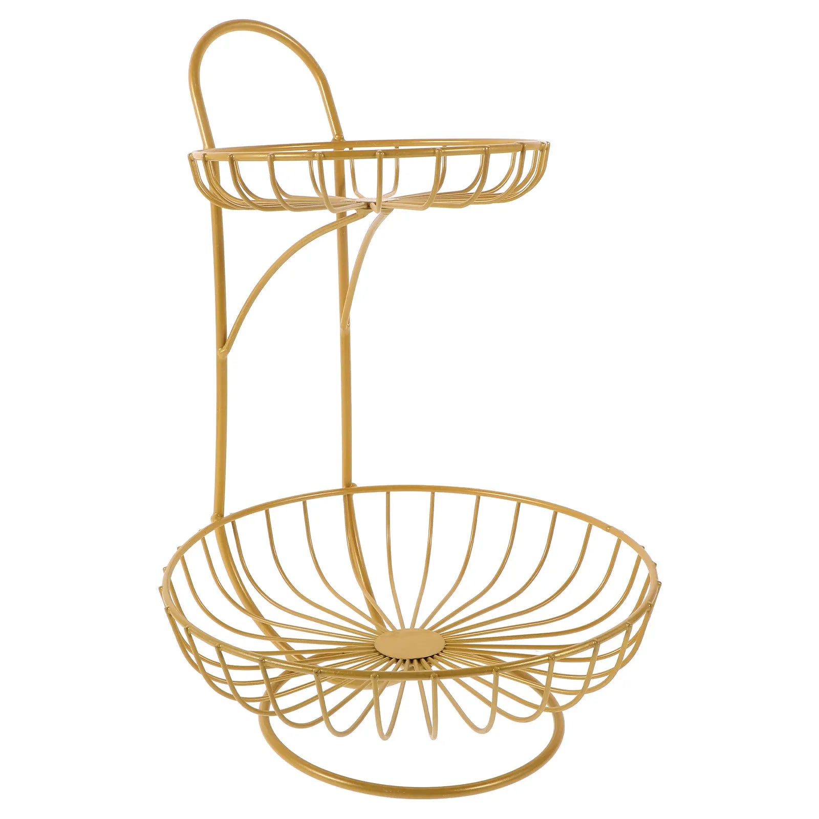 Two-Tier Fruit Stand in Sand Finish Multilayer Storage for Kitchen Countertop Dining Table Modern Fruit Holder Tray for Home Use