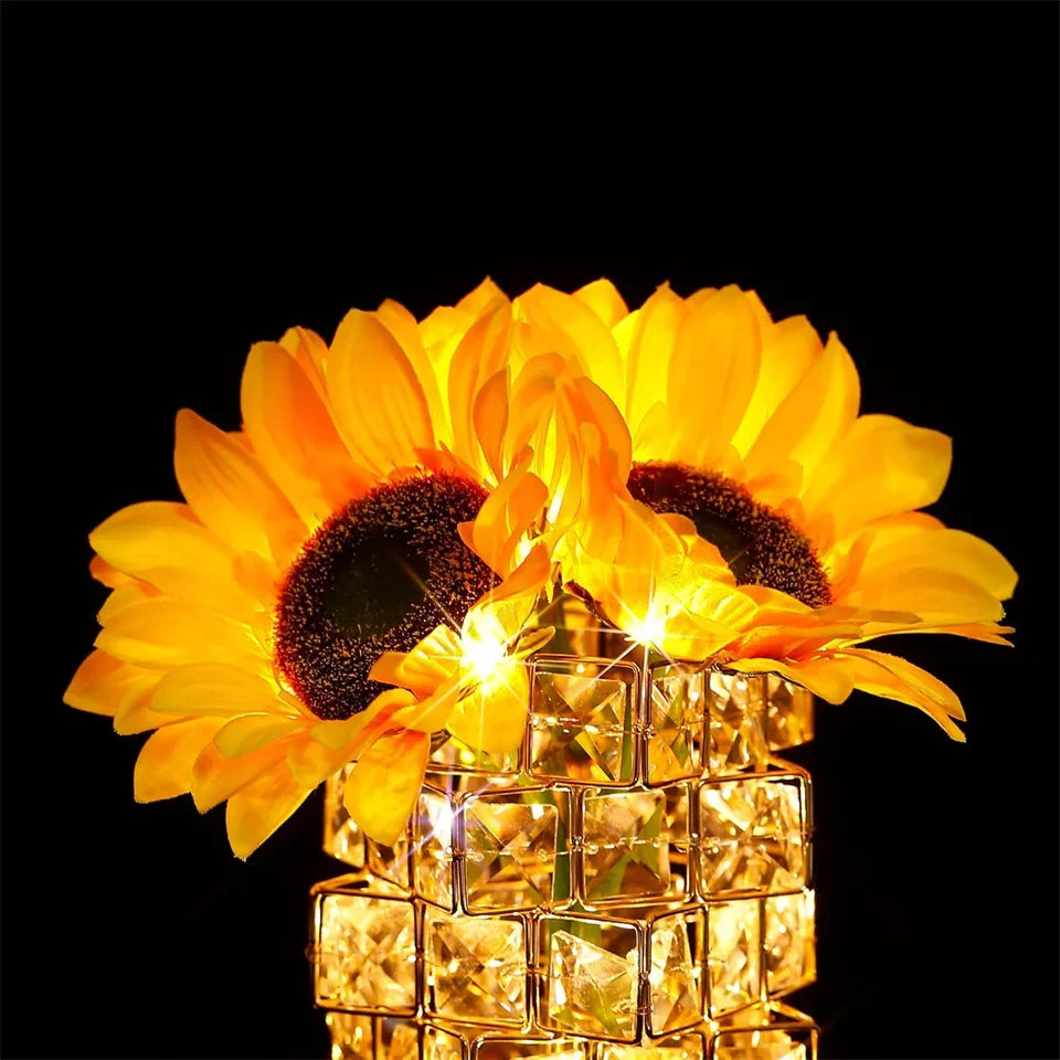 Sunflowers Flower Lamp 3 Colour Dimming Small Night Light,Cordless Table Lamp Home Office Decor Birthday Gifts for Women Mom