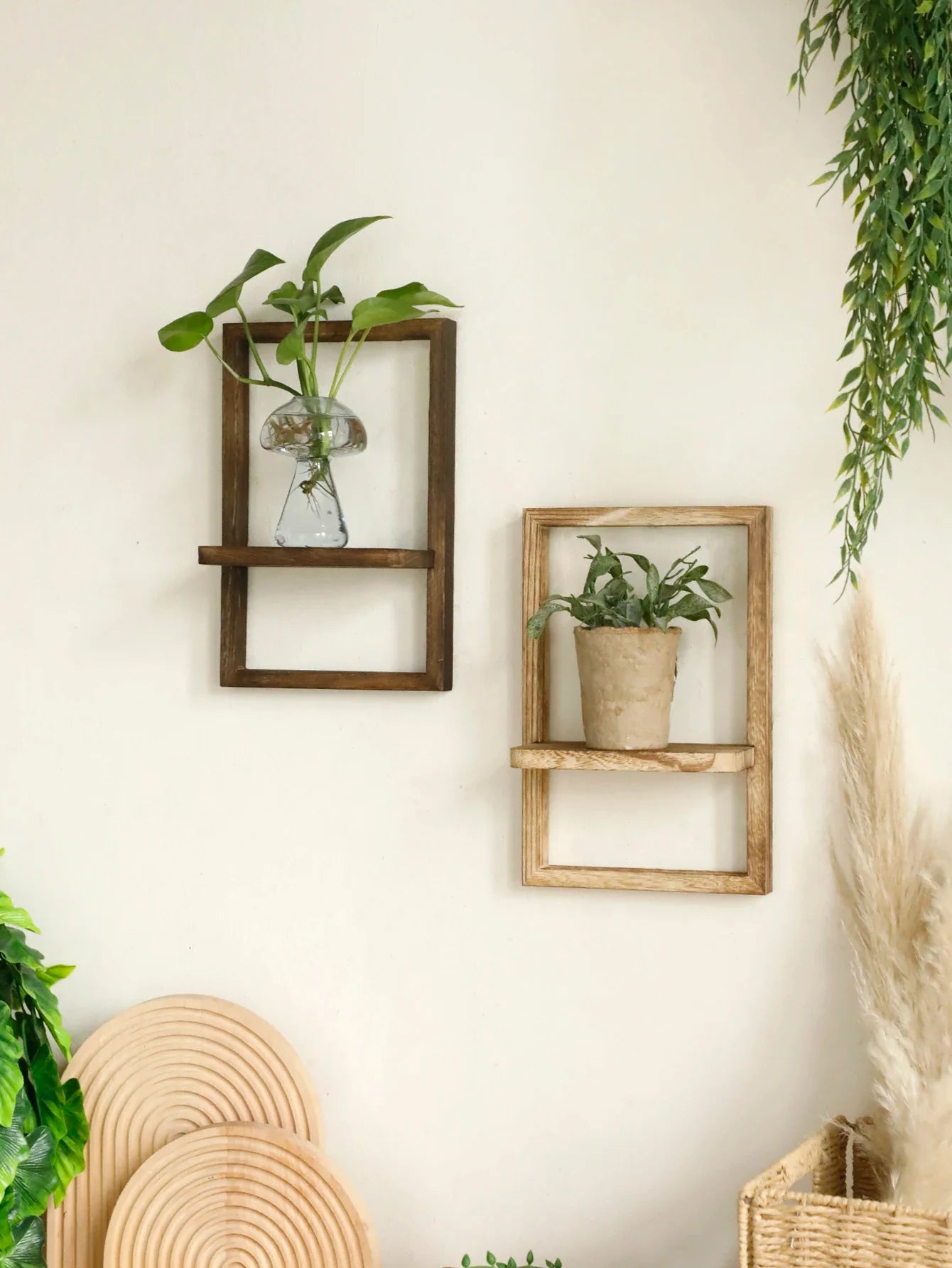 Wooden Display Shelf Floating Shelves Rustic Wood Shelves Wall Storage for Kitchen Bedroom Over Toilet Small Wall Mounted Gifts