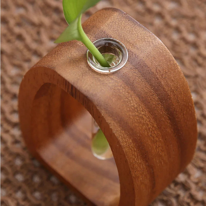 Solid Wood Flower Utensil Creative Flower Arrangement Simple Glass Plant Flower Insert Mini Water-grown Vase