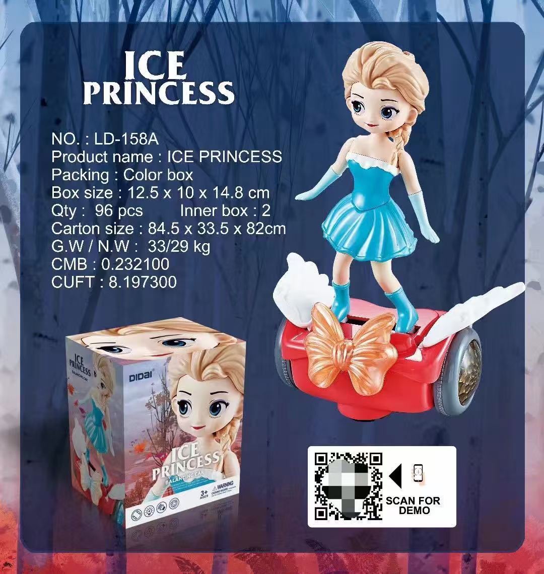 Ice princess balancing car Bangladesh kids musical toy with lights and automatic movement