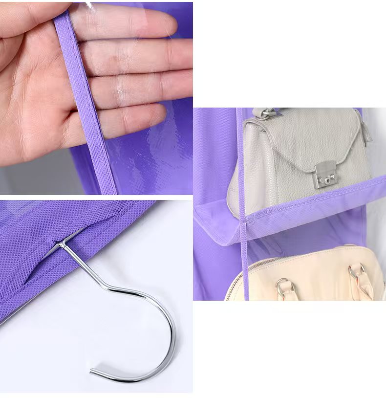 6 pocket dust-proof transparent hanging handbag organizer