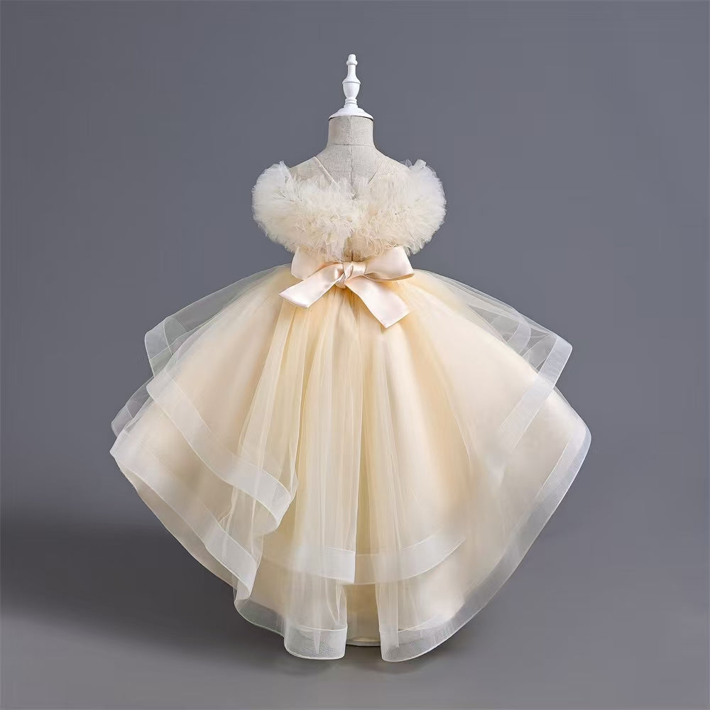 Children Summer Short Sleeve Girl Fairy Birthday Flower Dress (Available)