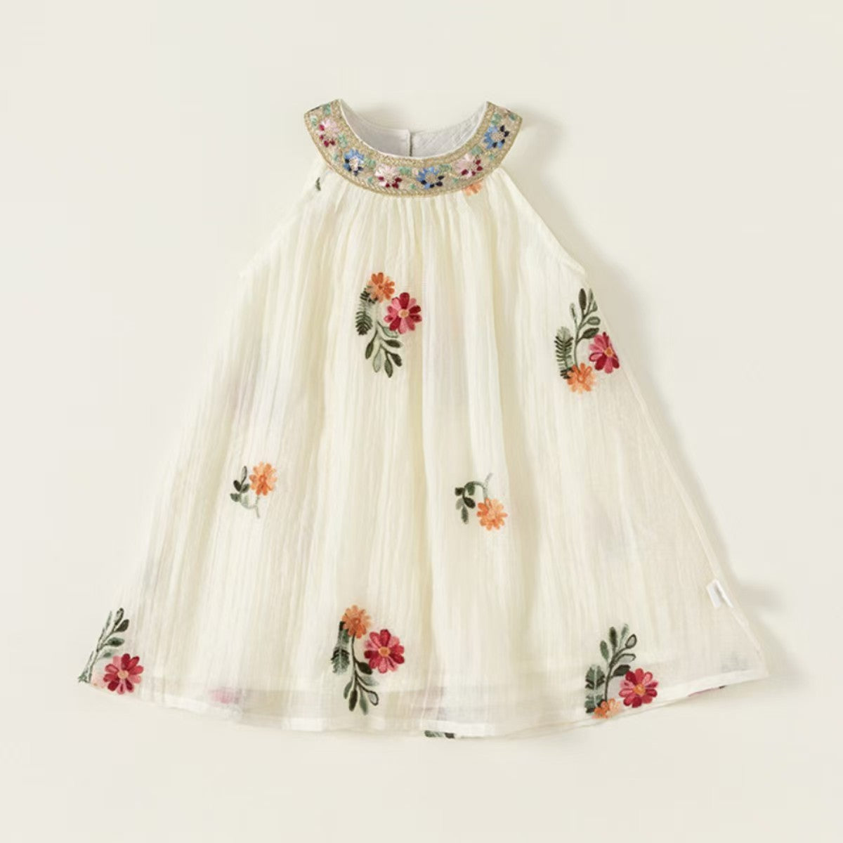 Girls Embroidered Korean Style Sleeveless Dress (Available)