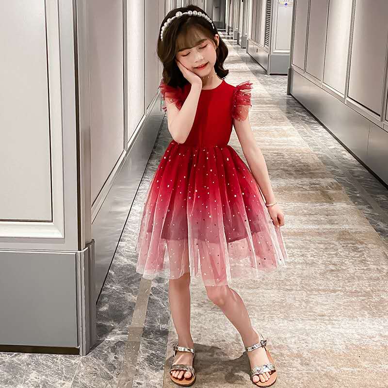 Girls Princess Dresses Star Pattern Girls Sleeveless Kid Dress Teenage Outfits for Girls (Available)