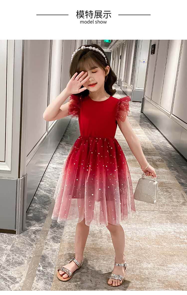 Girls Princess Dresses Star Pattern Girls Sleeveless Kid Dress Teenage Outfits for Girls (Available)