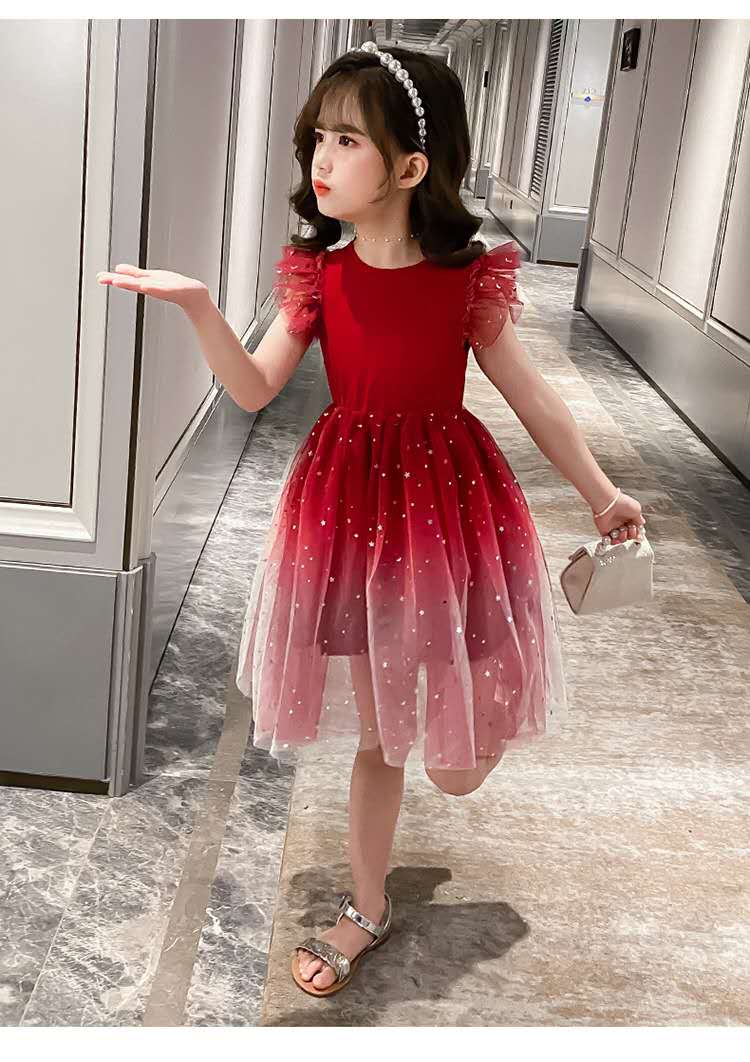 Girls Princess Dresses Star Pattern Girls Sleeveless Kid Dress Teenage Outfits for Girls (Available)