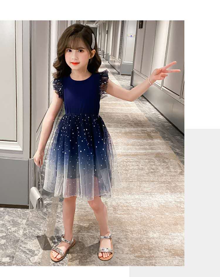 Girls Princess Dresses Star Pattern Girls Sleeveless Kid Dress Teenage Outfits for Girls (Available)