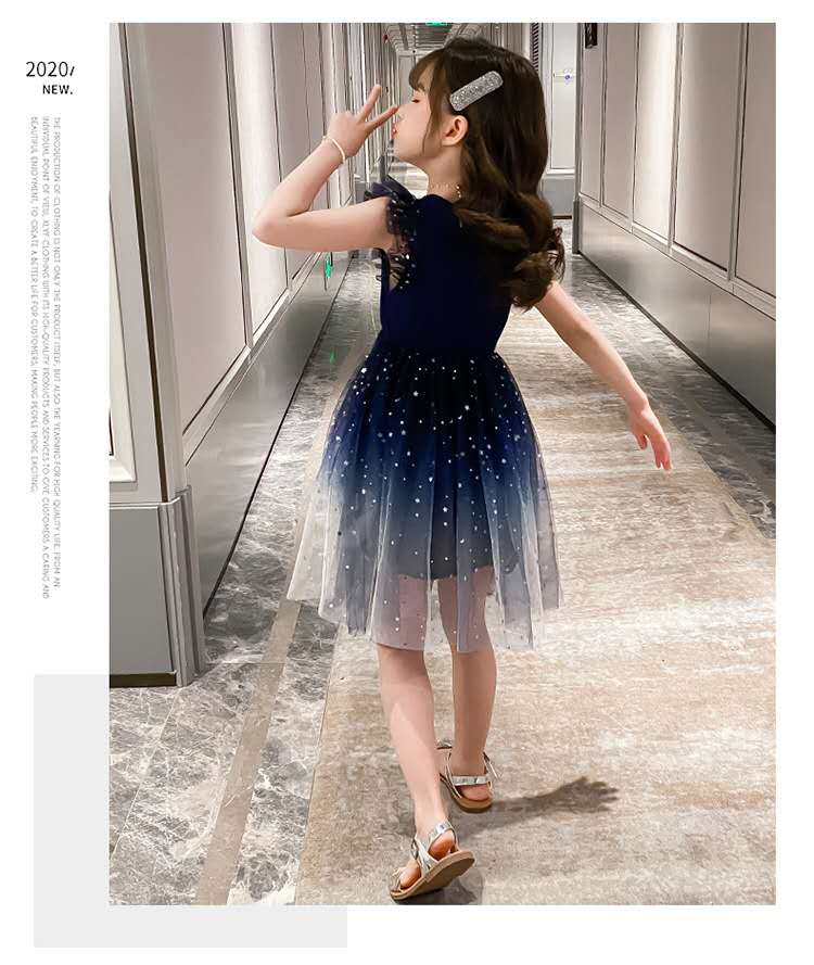 Girls Princess Dresses Star Pattern Girls Sleeveless Kid Dress Teenage Outfits for Girls (Available)