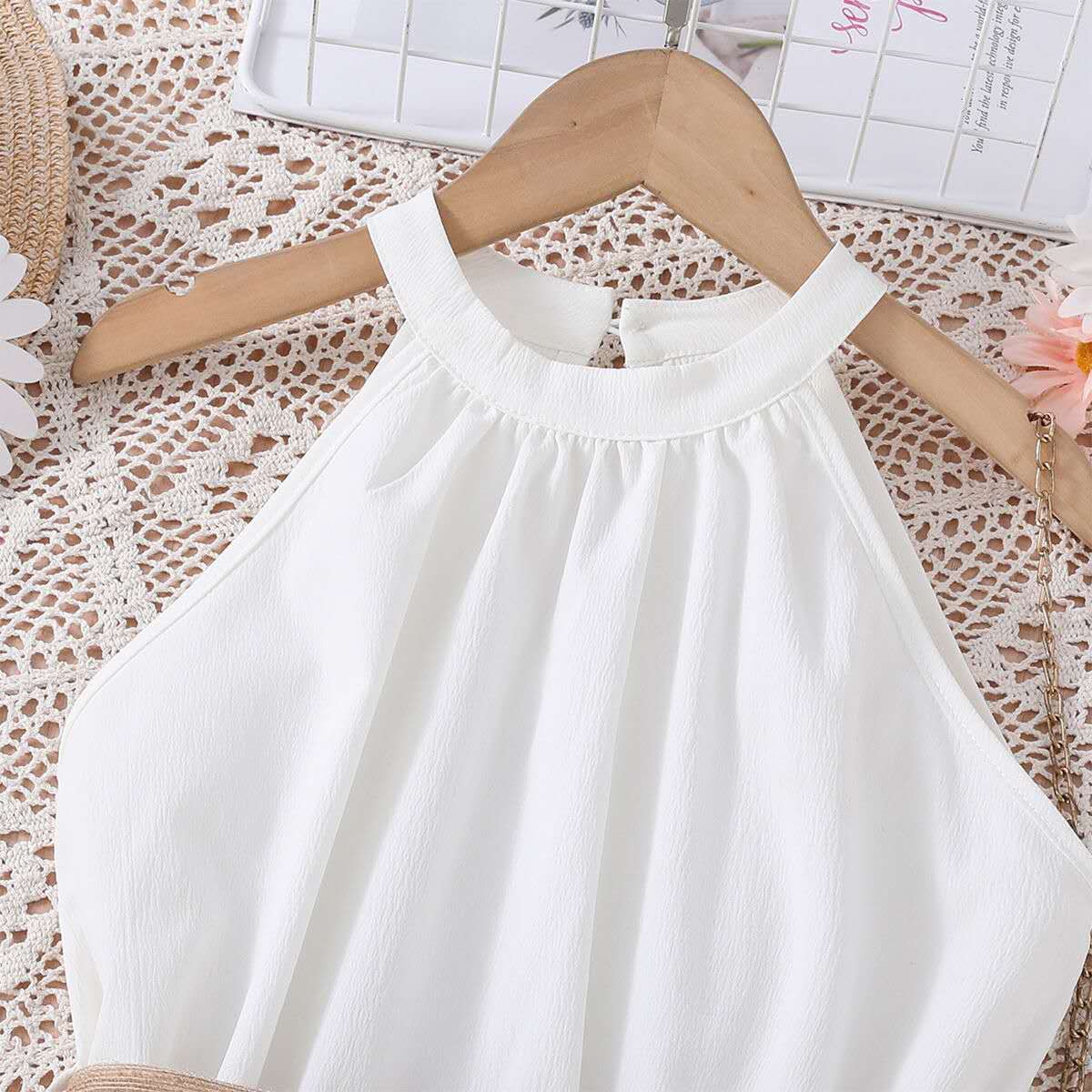 Girls halter dress Bangladesh summer long party dress with belt for teenage girls fashion outfit