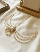 Traditional Pearl Matha Patti with Stone Studded Centerpiece
