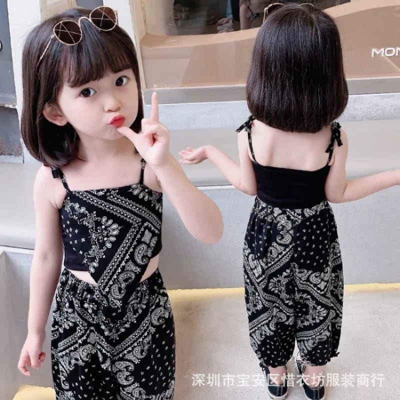 Girls Clothes Set Summer Suspender Vest + Trousers Pants 2 PCS Children Clothing for Girl Teen Kids Girls Clothes (Available)