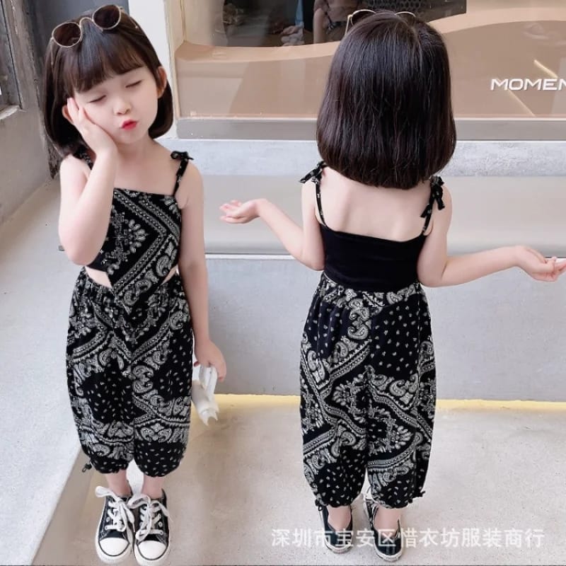 Girls Clothes Set Summer Suspender Vest + Trousers Pants 2 PCS Children Clothing for Girl Teen Kids Girls Clothes (Available)