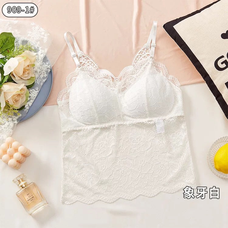 Breathable Cotton Double Padded Camisoles Butterfly Beautiful Back Women Mesh Lace Chest Wrap Top (Available)