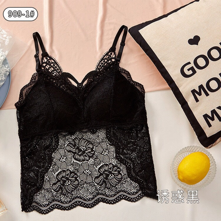 Breathable Cotton Double Padded Camisoles Butterfly Beautiful Back Women Mesh Lace Chest Wrap Top (Available)