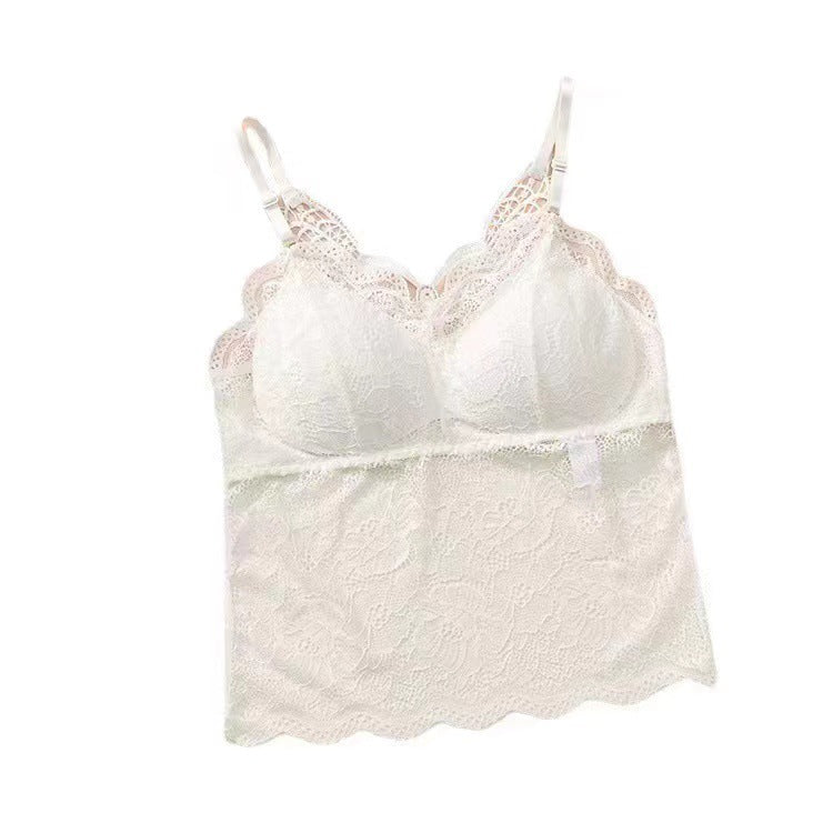 Breathable Cotton Double Padded Camisoles Butterfly Beautiful Back Women Mesh Lace Chest Wrap Top (Available)