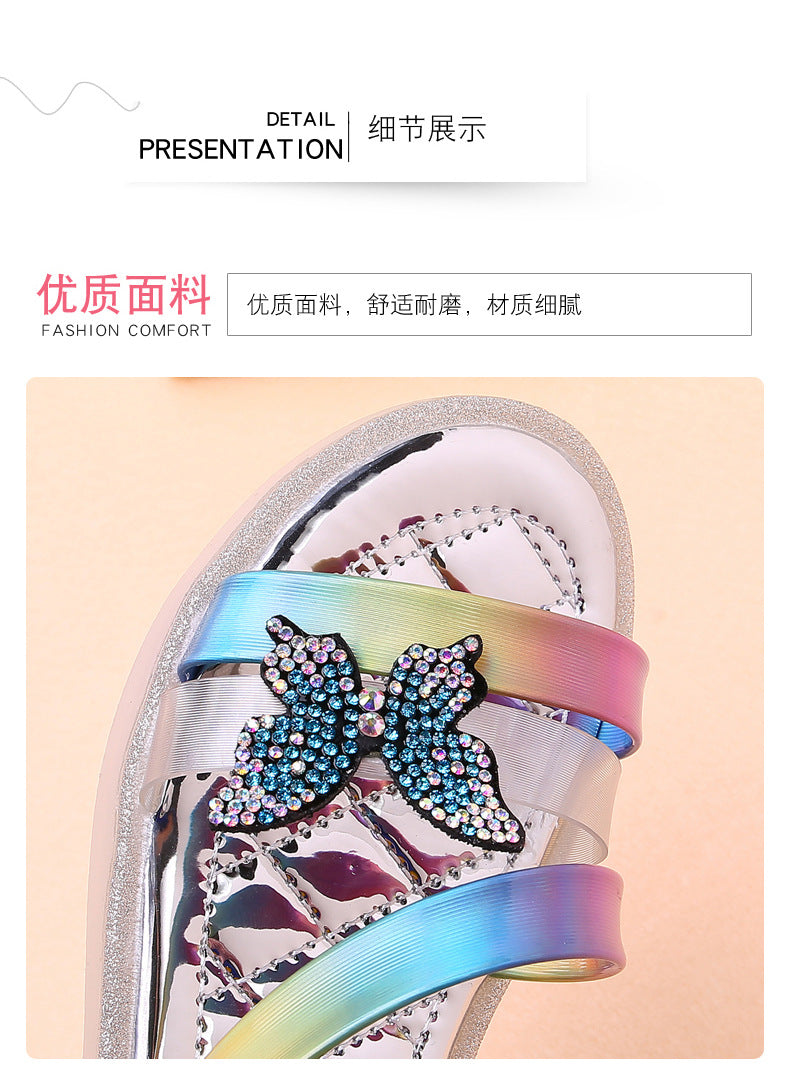 Rhinestone girls sandals colorful rainbow (Available)