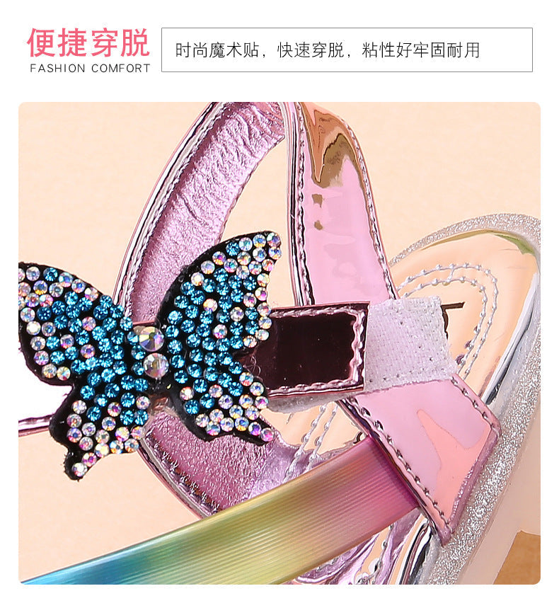 Rhinestone girls sandals colorful rainbow (Available)