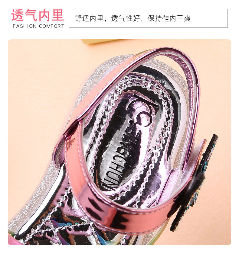 Rhinestone girls sandals colorful rainbow (Available)
