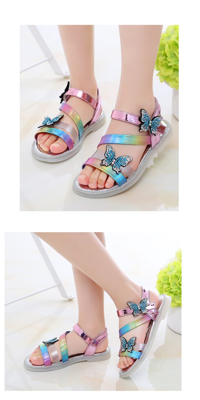 Rhinestone girls sandals colorful rainbow (Available)