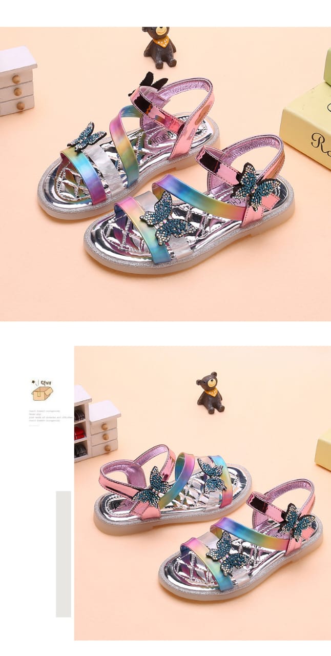 Rhinestone girls sandals colorful rainbow (Available)