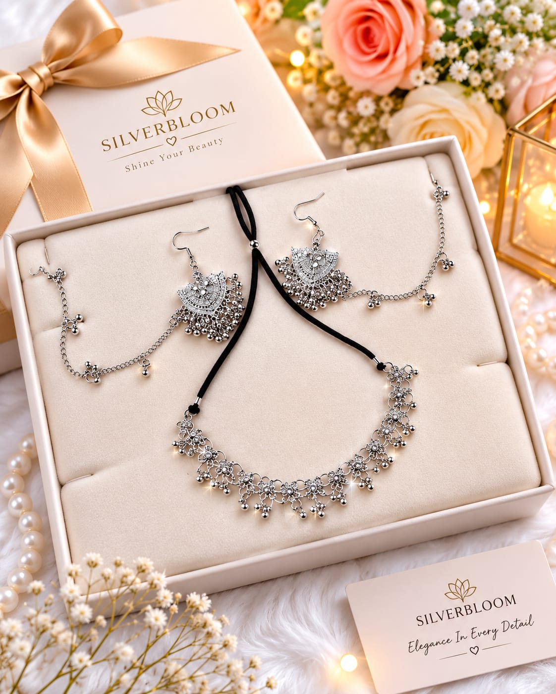 Choker Necklace & Earring Set with Kaan Chain