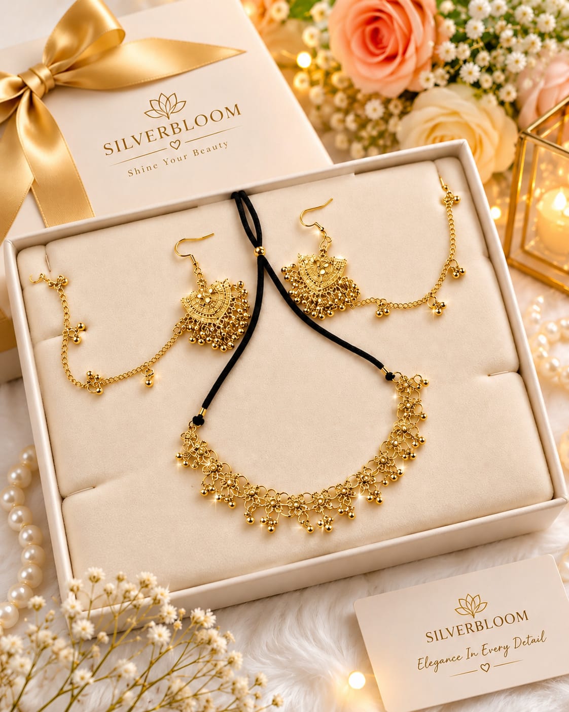 Choker Necklace & Earring Set with Kaan Chain