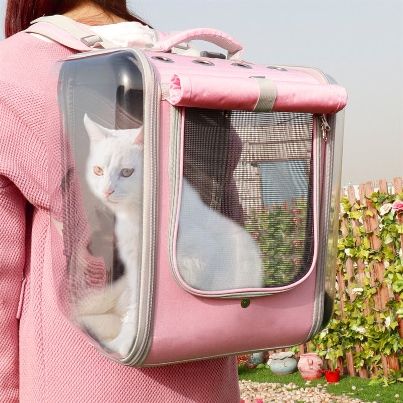 Breathable Pet Carrier Backpack with mesh ventilation, padded shoulder straps, and spacious interior for cats, small dogs, and outdoor travel