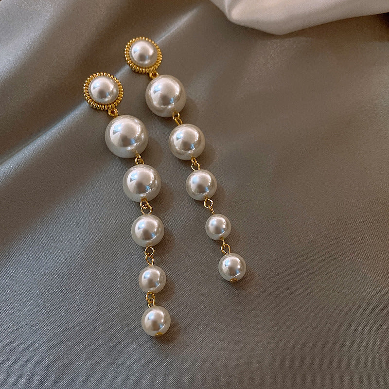 Sterling Silver Needle Grown Up Small Pearl Female Earrings