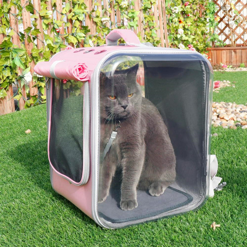 Breathable Pet Carrier Backpack with mesh ventilation, padded shoulder straps, and spacious interior for cats, small dogs, and outdoor travel