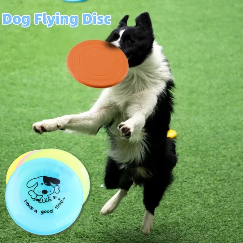 Silicone Flying Disc Dog Toy made from soft chew-resistant silicone for interactive fetch games, puppy training, and outdoor play