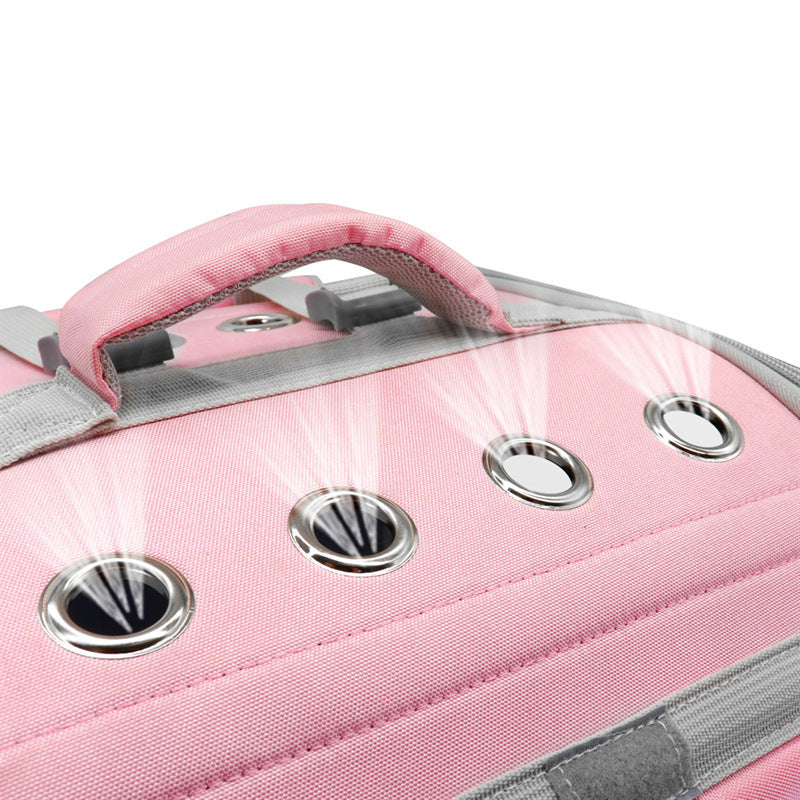 Breathable Pet Carrier Backpack with mesh ventilation, padded shoulder straps, and spacious interior for cats, small dogs, and outdoor travel