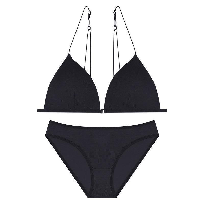 French Sexy Underwear Women's Front Buckle Triangle Cup Wireless Bra Thin