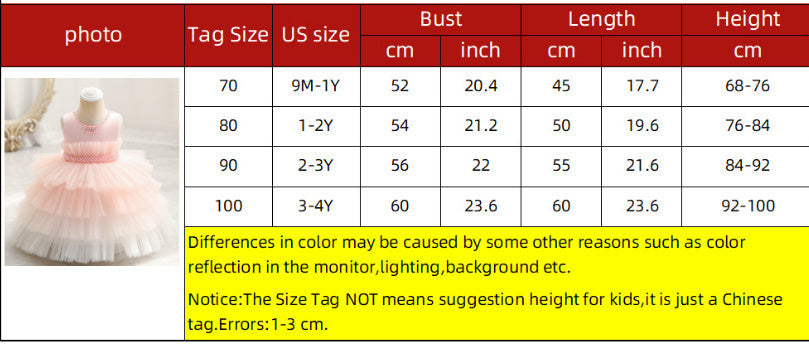 Gradient Cake Dress Children's Dress Princess Dress (Available)