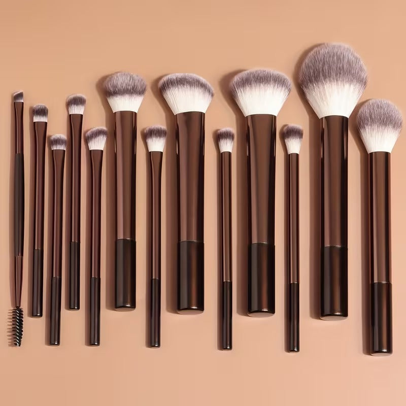 MAANGE 13pcs Premium Synthetic Hairs Makeup Brushes Soft Gentle for Foundation Eyeshadow Powder with 2pcs Air Cushion Puffs Kit