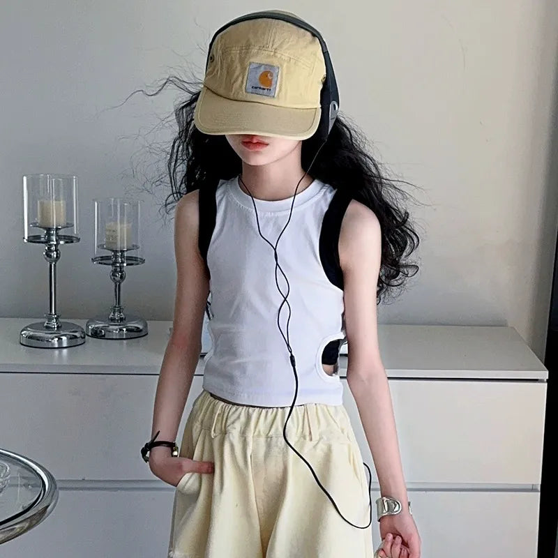 Trendy Cool Jeans Casual Vest Two-piece Set Ripped Pants