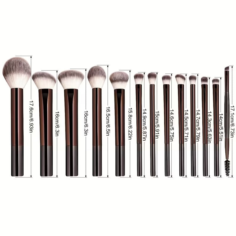 MAANGE 13pcs Premium Synthetic Hairs Makeup Brushes Soft Gentle for Foundation Eyeshadow Powder with 2pcs Air Cushion Puffs Kit