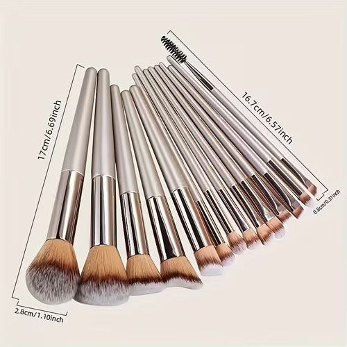 MAANGE 13pcs Premium Synthetic Hairs Makeup Brushes Soft Gentle for Foundation Eyeshadow Powder with 2pcs Air Cushion Puffs Kit