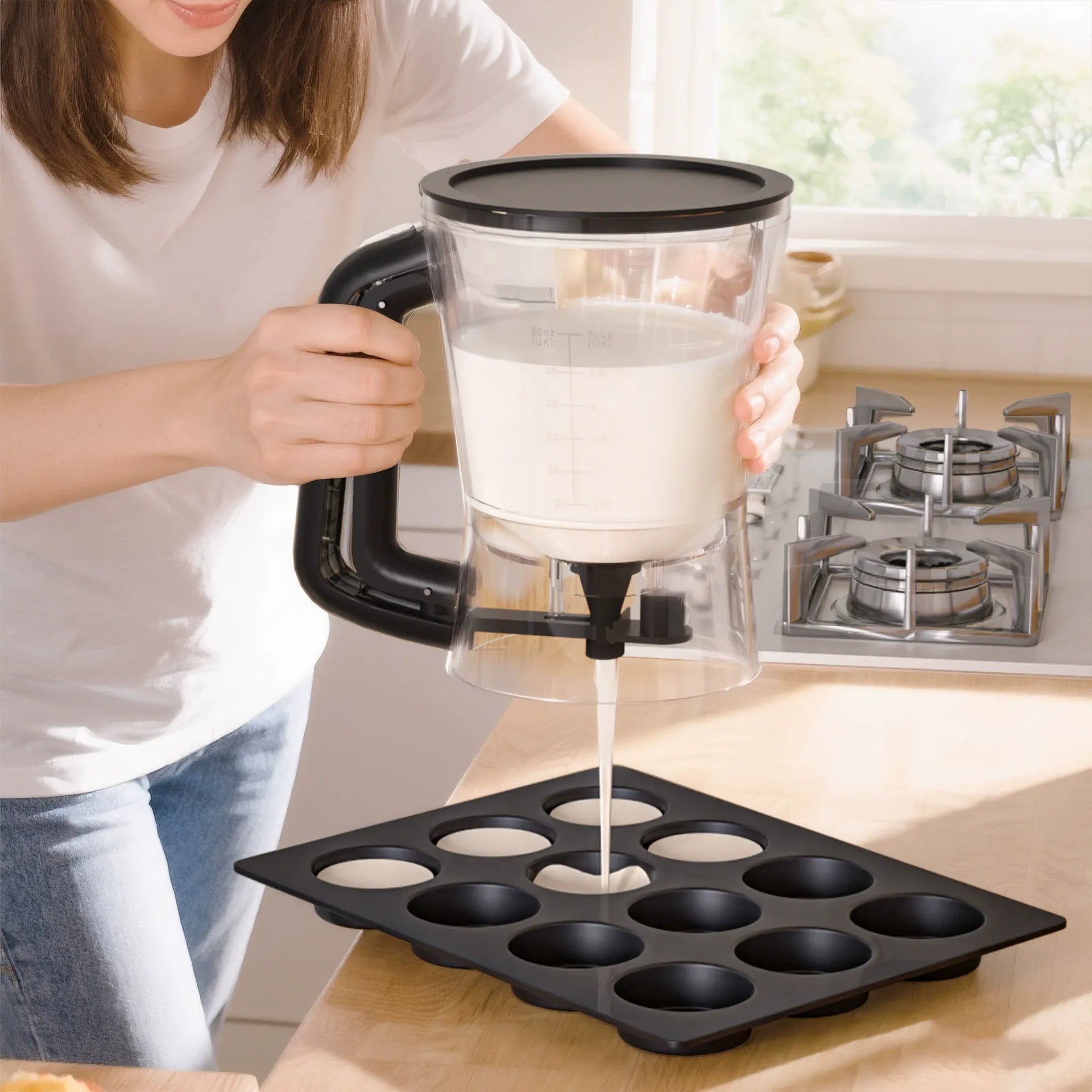 New batter dispenser batter funnel cup cake handheld dispenser measuring cup baking tool