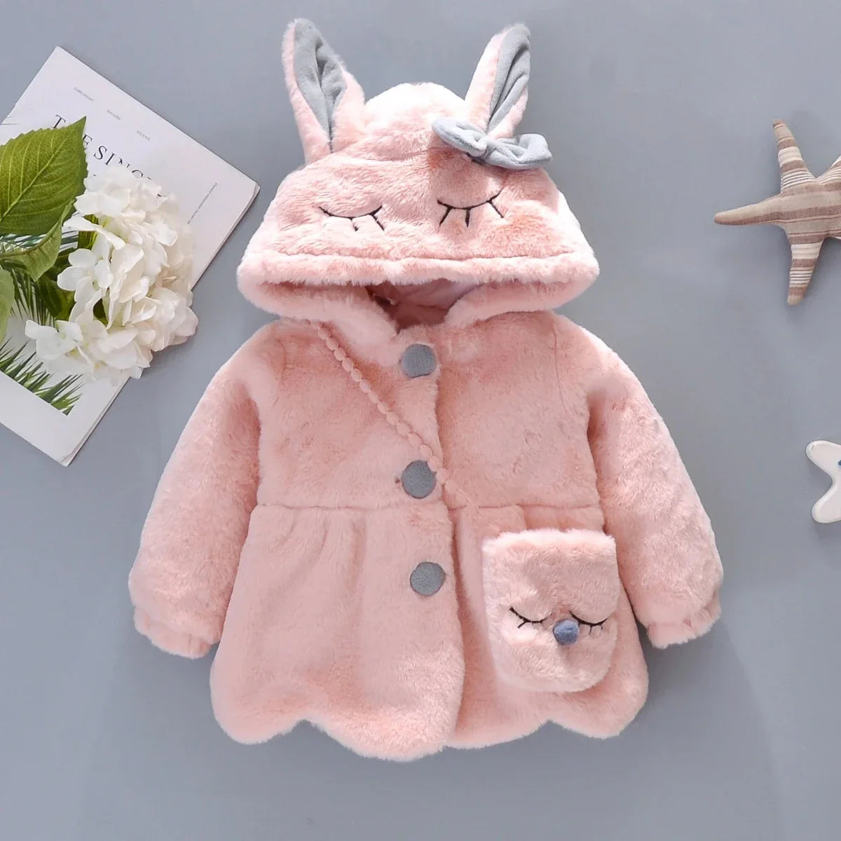 New Winter Coat Baby Girl Cold Protection Cute Hooded Coat With Free Bag For Kids (Available) (Copy) - Mom & Kids