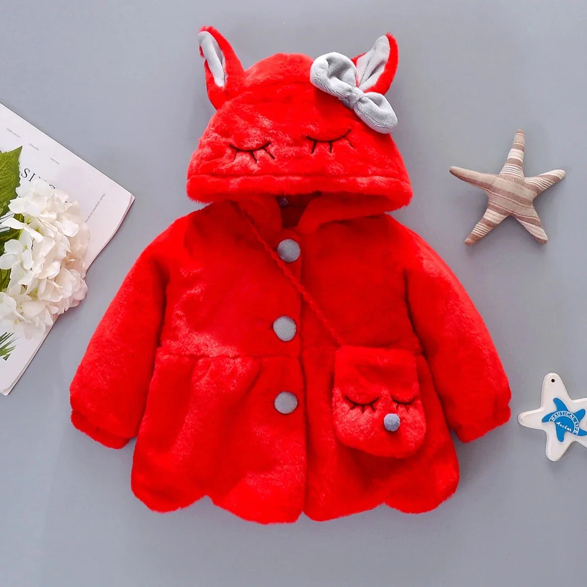 New Winter Coat Baby Girl Cold Protection Cute Hooded Coat With Free Bag For Kids (Available) (Copy) - Mom & Kids