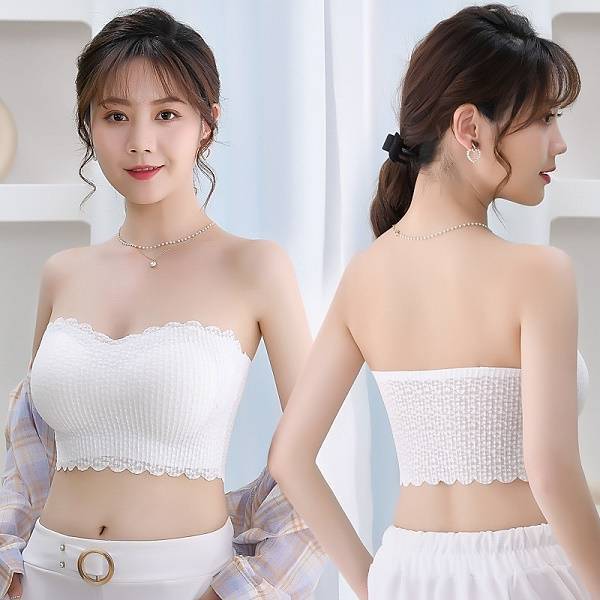 New Strapless Lace Traceless Women's Beauty Back Anti-slip Slip Strapless Halter Vest (Available)