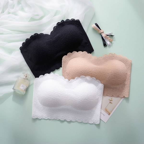 New Strapless Lace Traceless Women's Beauty Back Anti-slip Slip Strapless Halter Vest (Available)