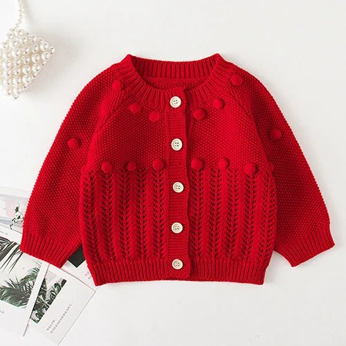 Winter Spring Baby Knitted Clothing Long Sleeved Floral Embroidery Knitting Coat Newborn Baby Girls Knitting Cardigan Sweater (Available) - Mom & Kids